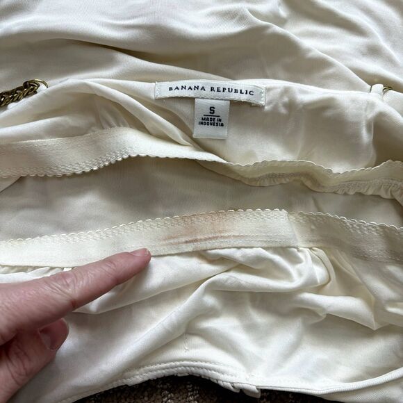 Banana Republic VTG Babydoll Chain Strap Tank Top Off White Small Y2K Stretch - Picture 9 of 10